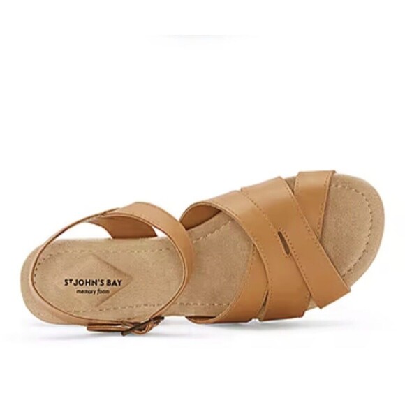 St. John's Bay Womens Nevin Wedge Sandals Tan Color Size 7 Med 1.5 Wedge Heel - Picture 16 of 16
